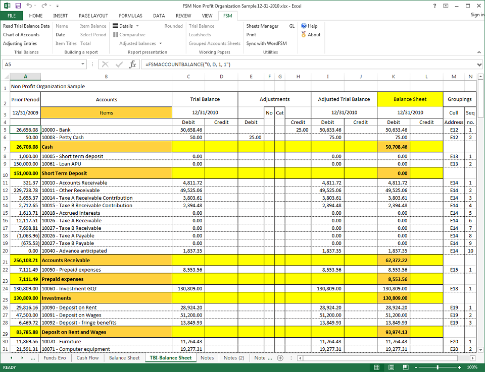 Excel FSM Working Papers Financial Statement Masters